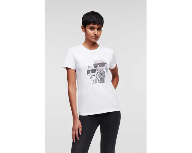 Karl Lagerfeld tricou din bumbac culoarea alb