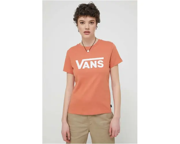 Vans tricou din bumbac femei, culoarea portocaliu
