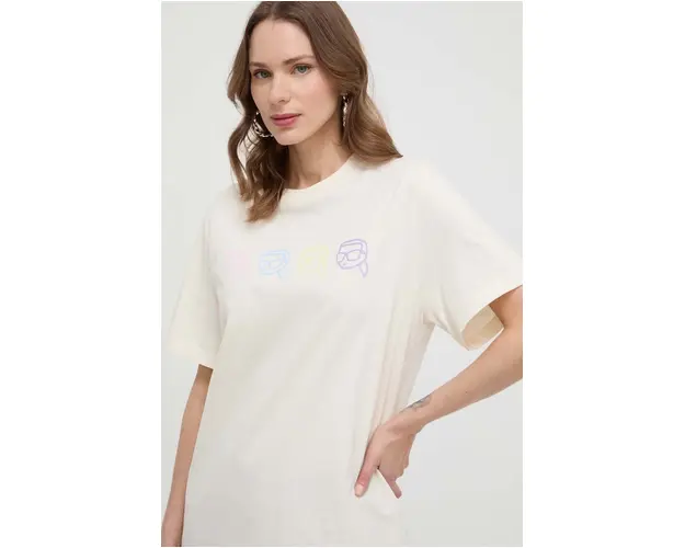 Karl Lagerfeld tricou din bumbac femei, culoarea bej