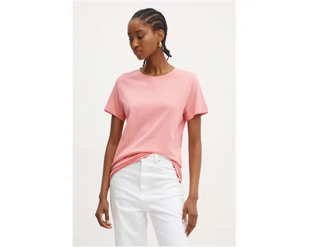 Boss Orange tricou din bumbac femei, culoarea roz, 50506973