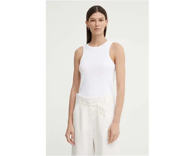 Day Birger et Mikkelsen top Alisson - Classic Rib femei, culoarea alb, DAY100426