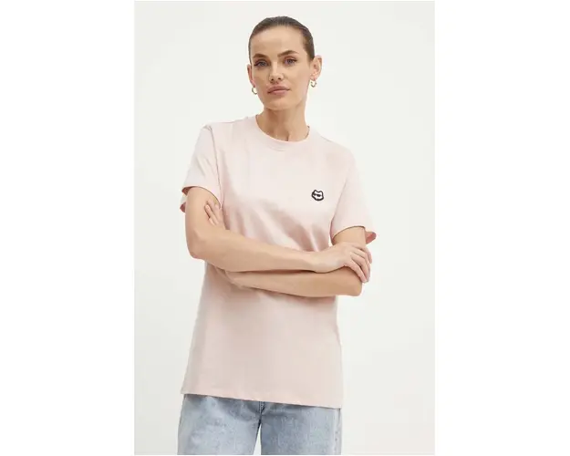 Karl Lagerfeld tricou din bumbac femei, culoarea roz, 245W1712