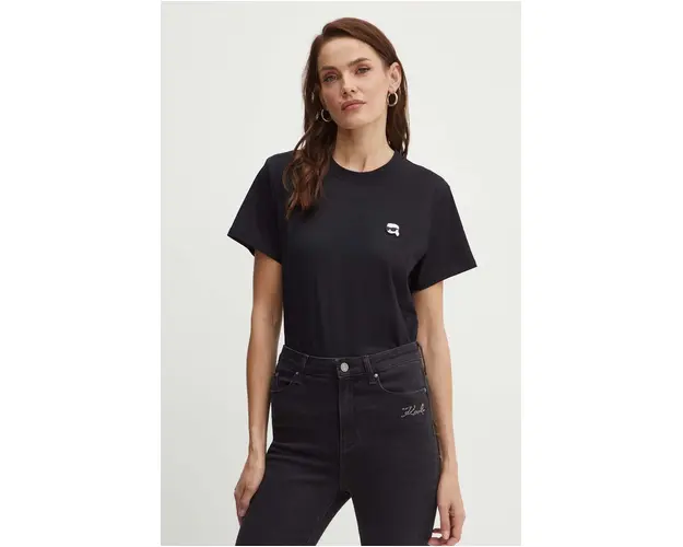 Karl Lagerfeld tricou din bumbac femei, culoarea negru, 245W1712
