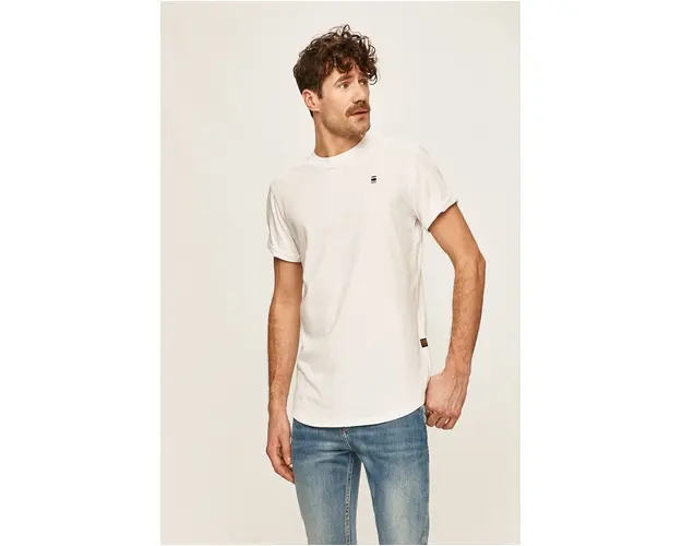 G-Star Raw tricou din bumbac culoarea alb, neted