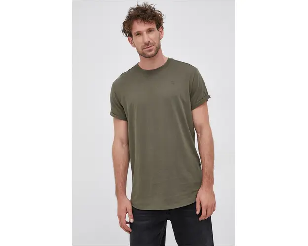 G-Star Raw tricou din bumbac culoarea verde, neted