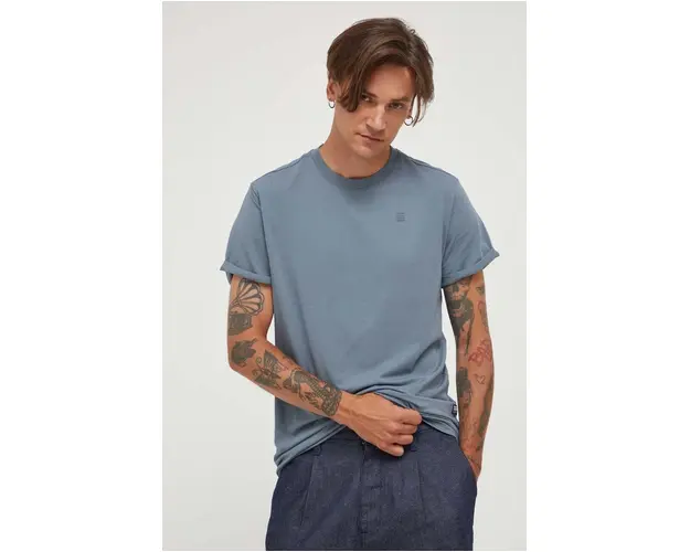 G-Star Raw tricou din bumbac culoarea gri, neted