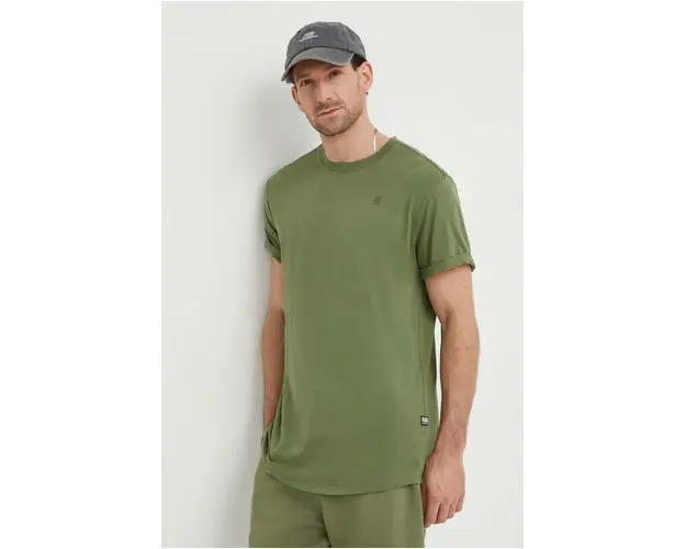 G-Star Raw tricou din bumbac barbati, culoarea verde, neted