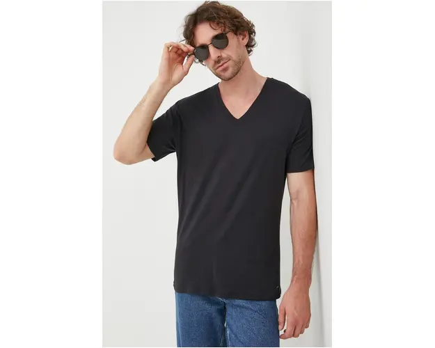 Michael Kors tricou din bumbac culoarea negru, neted