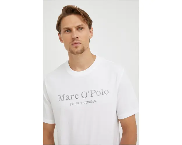 Marc O'Polo tricou din bumbac culoarea alb, cu imprimeu