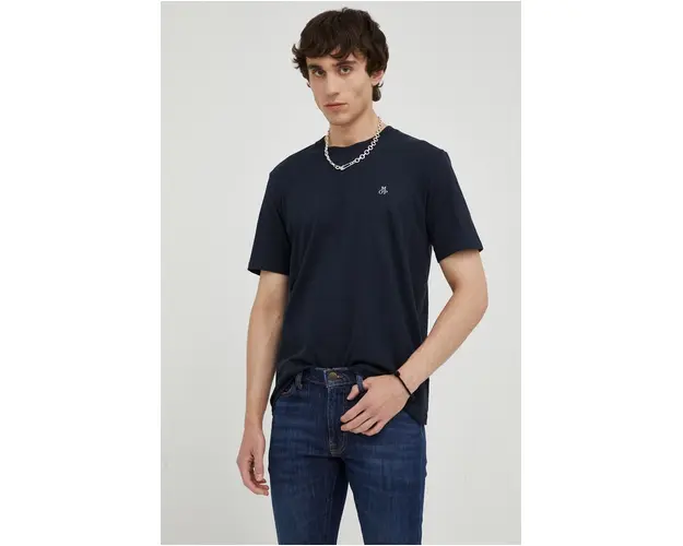 Marc O'Polo tricou din bumbac culoarea albastru marin, neted