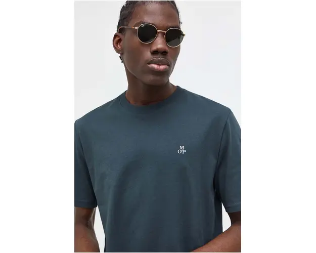 Marc O'Polo tricou din bumbac barbati, culoarea verde, melanj