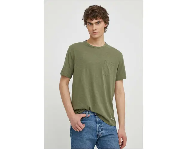 Marc O'Polo tricou din bumbac culoarea verde, neted