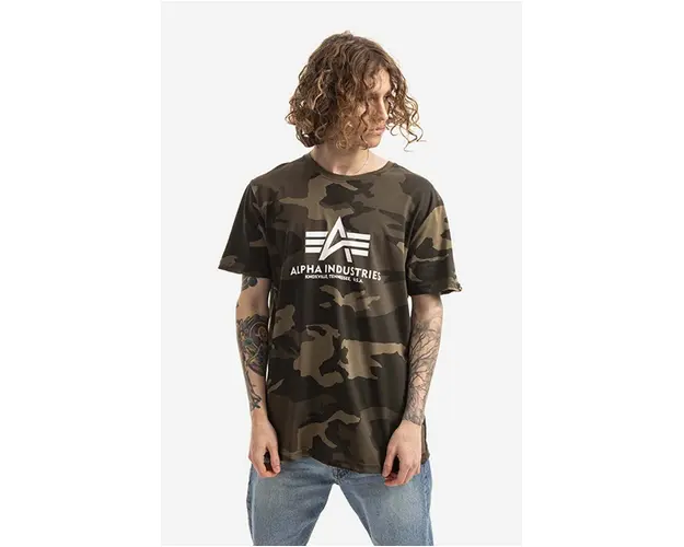 Alpha Industries tricou Basic barbati, culoarea verde, cu model 100501C.239-green