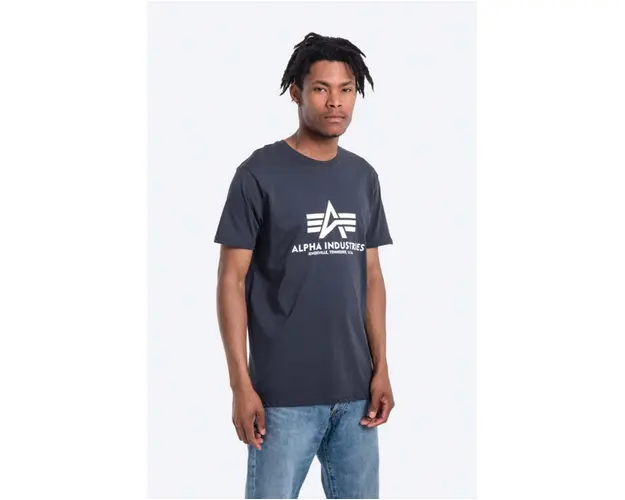 Alpha Industries tricou din bumbac Basic T-Shirt culoarea bleumarin, cu imprimeu 100501.02-navy