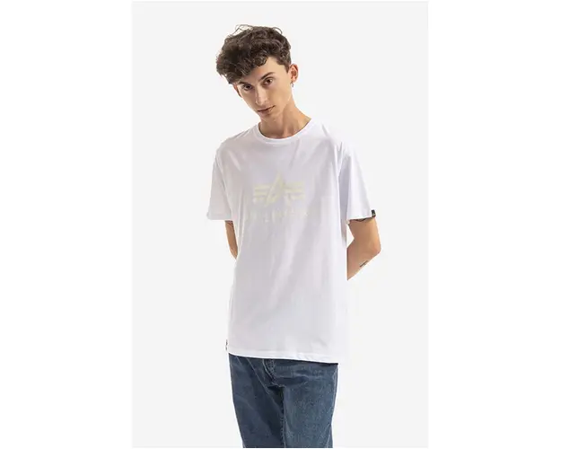 Alpha Industries tricou din bumbac Basic T Kryptonite culoarea alb, cu imprimeu 116521.09-white