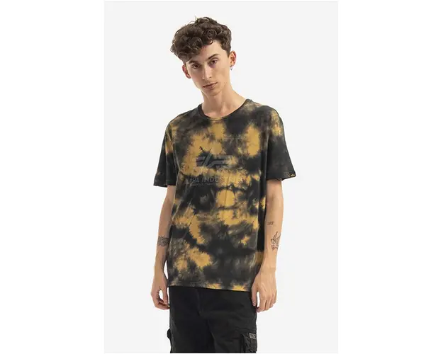 Alpha Industries tricou din bumbac Basic Tee Batik culoarea galben, cu model 116517.20-yellow