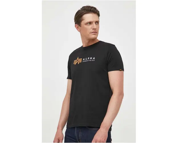 Alpha Industries tricou din bumbac Koszulka Alpha Industries Alpha Label T 118502 03 culoarea negru, cu imprimeu 118502.03-black