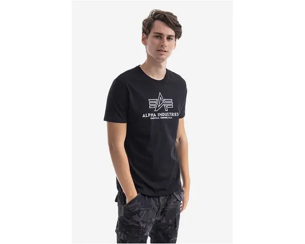 Alpha Industries tricou din bumbac culoarea negru, cu imprimeu 118505.95-black