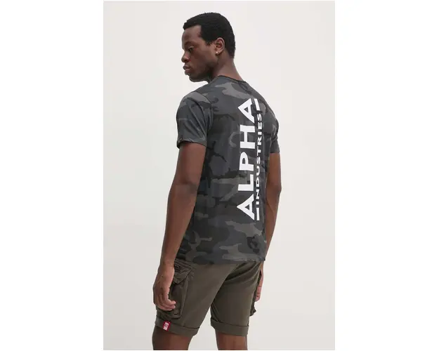 Alpha Industries tricou din bumbac culoarea gri, cu model 128507C.125-grey