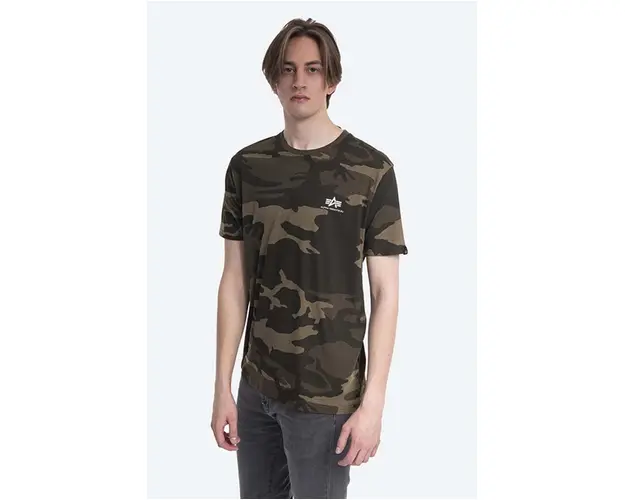 Alpha Industries tricou din bumbac Backprint T Camo culoarea verde, cu model 128507C.239-green