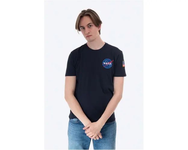 Alpha Industries tricou din bumbac Space Shuttle T culoarea bleumarin, cu imprimeu 176507.07-navy