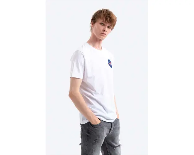 Alpha Industries tricou din bumbac Space Shuttle T culoarea alb, cu imprimeu 176507.09-white