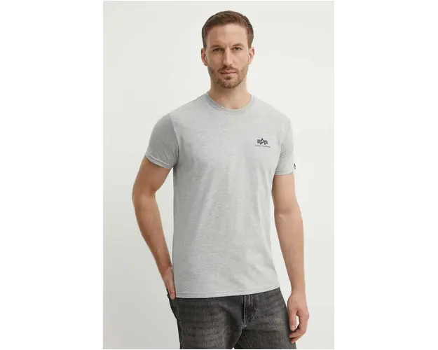 Alpha Industries tricou Basic T Small Logo barbati, culoarea gri, cu imprimeu 188505.17-grey