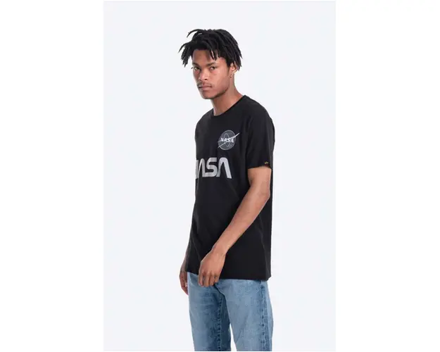 Alpha Industries tricou din bumbac x NASA culoarea negru, cu imprimeu 178501.03-black