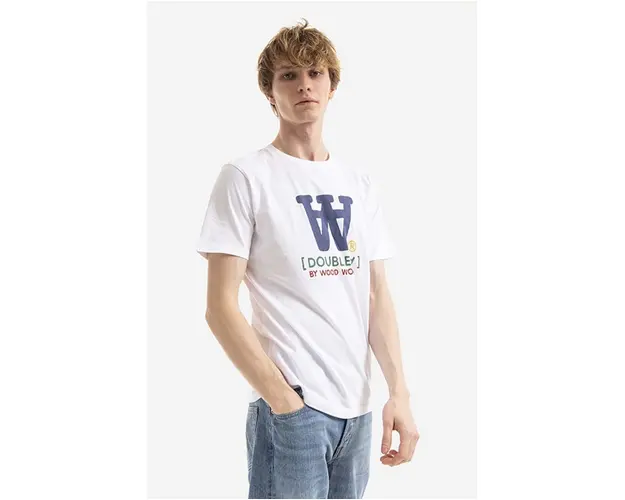 Wood Wood tricou din bumbac Ace Typo T-shirt culoarea alb, cu imprimeu 10285700.2222-WHITE