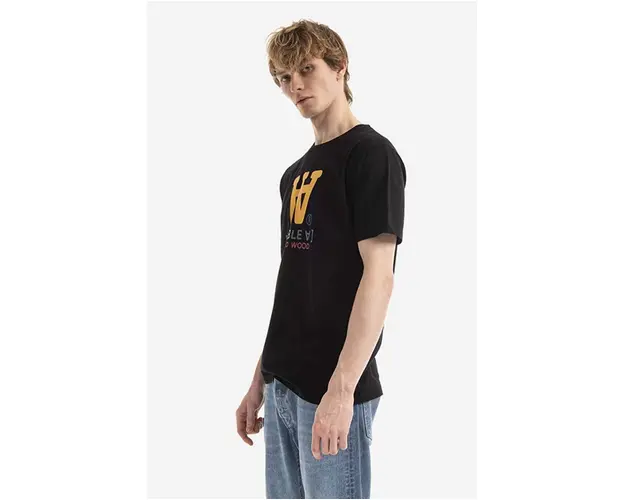 Wood Wood tricou din bumbac Ace Typo T-shirt culoarea negru, cu imprimeu 10285700.2222-WHITE