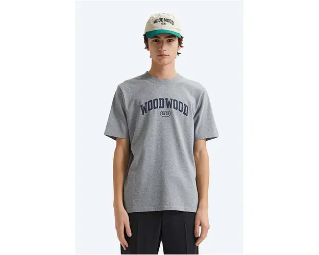 Wood Wood tricou din bumbac Bobby IVY T-shirt culoarea gri, cu imprimeu 12135703.2489-GREYMEL