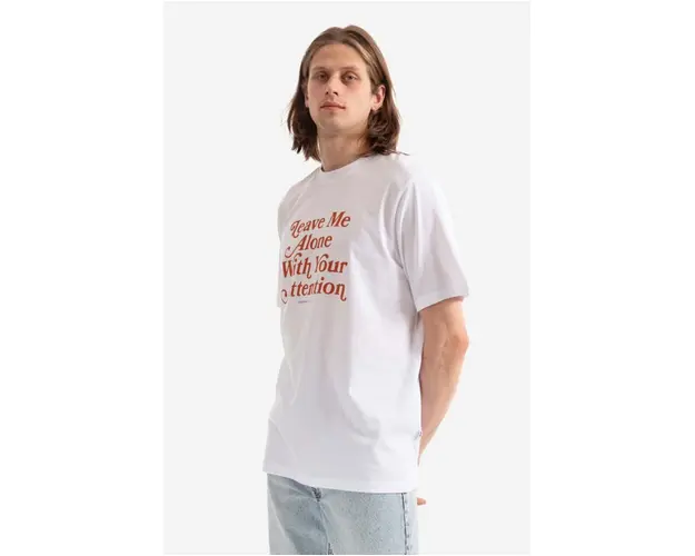 Wood Wood tricou din bumbac Bobby Leave Me Alone culoarea alb, cu imprimeu 50025702.2489-WHITE