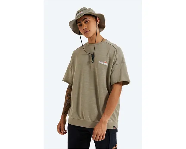 Ellesse tricou din bumbac Smettila Sweatshirt culoarea verde, cu imprimeu SHJ11946-NAVY