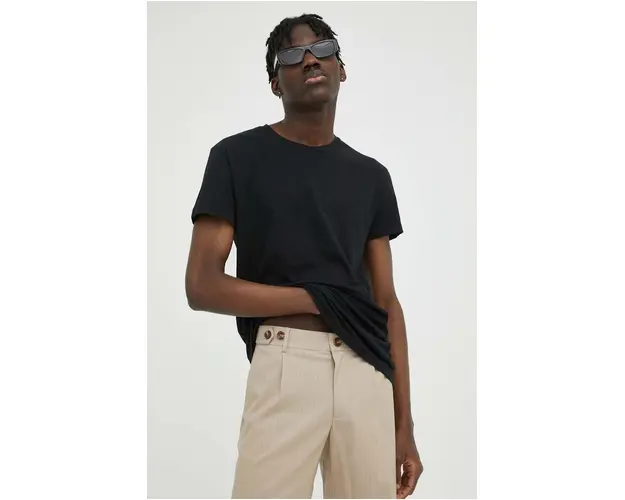 Samsoe Samsoe tricou din bumbac culoarea negru, uni