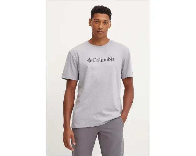 Columbia tricou CSC Basic Logo barbati, culoarea gri, cu imprimeu, 1680053