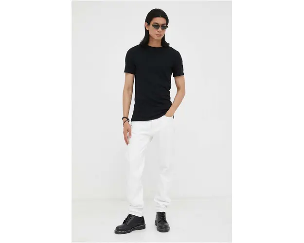 American Vintage tricou din bumbac culoarea negru, melanj