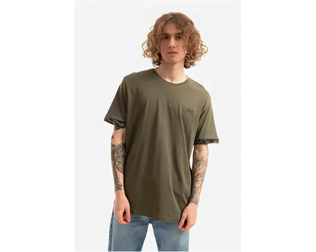 Alpha Industries tricou din bumbac culoarea verde, uni 106509.634-green