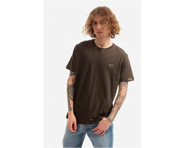 Alpha Industries tricou din bumbac culoarea verde, uni 106509.415-green