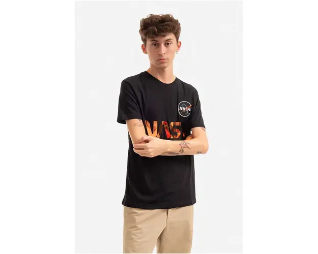 Alpha Industries tricou din bumbac culoarea negru, cu imprimeu 178501.209-black