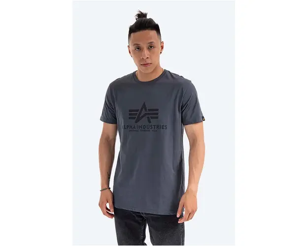 Alpha Industries tricou din bumbac Basic T-Shirt culoarea gri, cu model 100501.412-grey