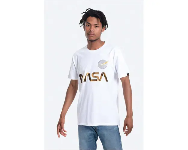 Alpha Industries tricou din bumbac barbati, culoarea alb, cu imprimeu 178501.438-white