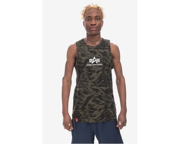 Alpha Industries tricou din bumbac Alpha Industries Basic Tank Camo 126566C 634 culoarea verde 126566C.634-green