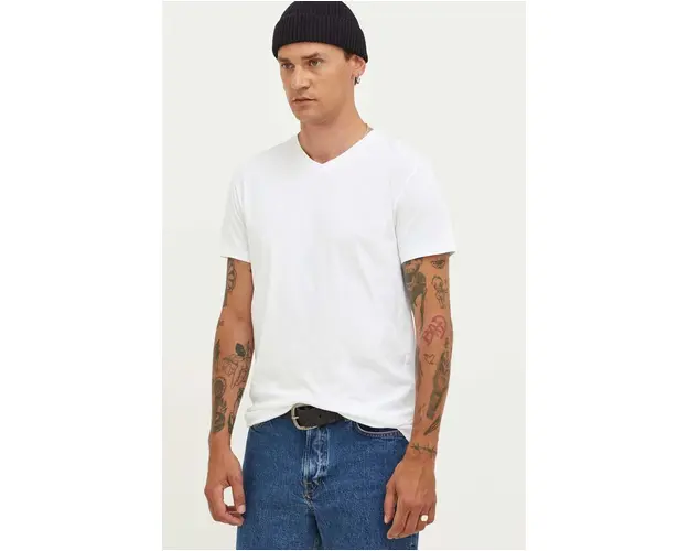 Samsoe Samsoe tricou din bumbac culoarea alb, uni