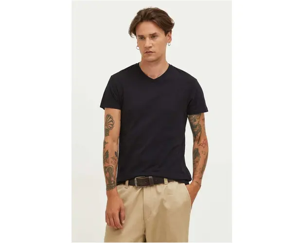 Samsoe Samsoe tricou din bumbac culoarea negru, uni