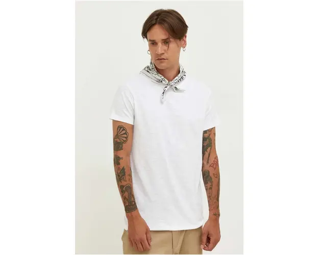 Samsoe Samsoe tricou din bumbac culoarea alb, uni
