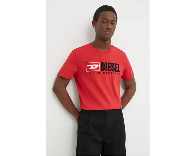 Diesel tricou din bumbac barbati, culoarea rosu, cu imprimeu A03766.0GRAI