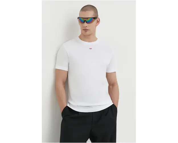 Diesel tricou din bumbac barbati, culoarea alb, cu imprimeu A04081.0GRAI