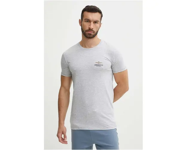 Aeronautica Militare tricou barbati, culoarea gri, cu imprimeu, AM1UTI003