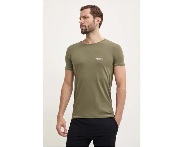 Aeronautica Militare tricou barbati, culoarea verde, cu imprimeu, AM1UTI003