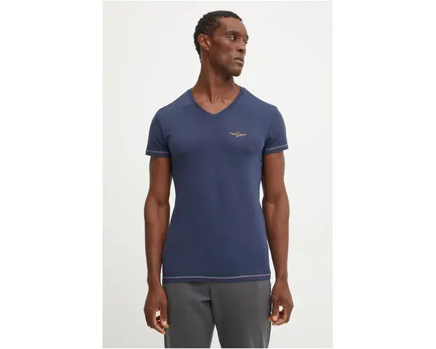 Aeronautica Militare tricou barbati, culoarea albastru marin, neted, AM1UTI004